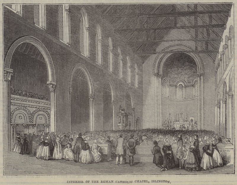 Interiøret i det romersk-katolske kapellet, Islington av English School