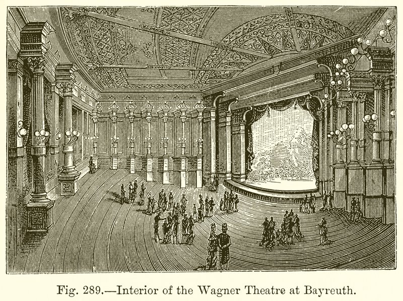 Interiør i Wagner-teatret i Bayreuth av English School