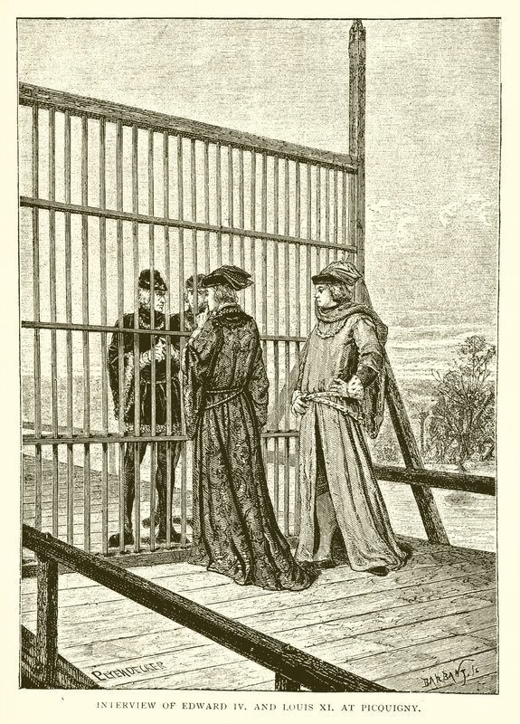 Intervju av Edward IV og Louis XI på Picquigny av English School