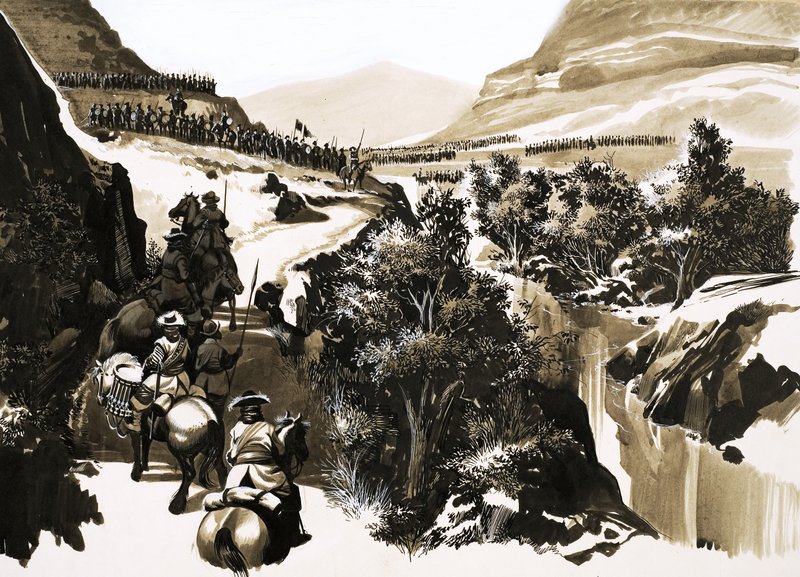 Inn i dalen ved elven Garry kom lavlandshæren til general Mackay av English School