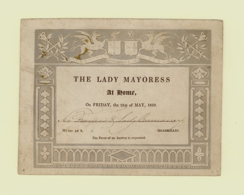 Invitasjon fra The Lady Mayoress, At Home, 21. mai 1830 av English School