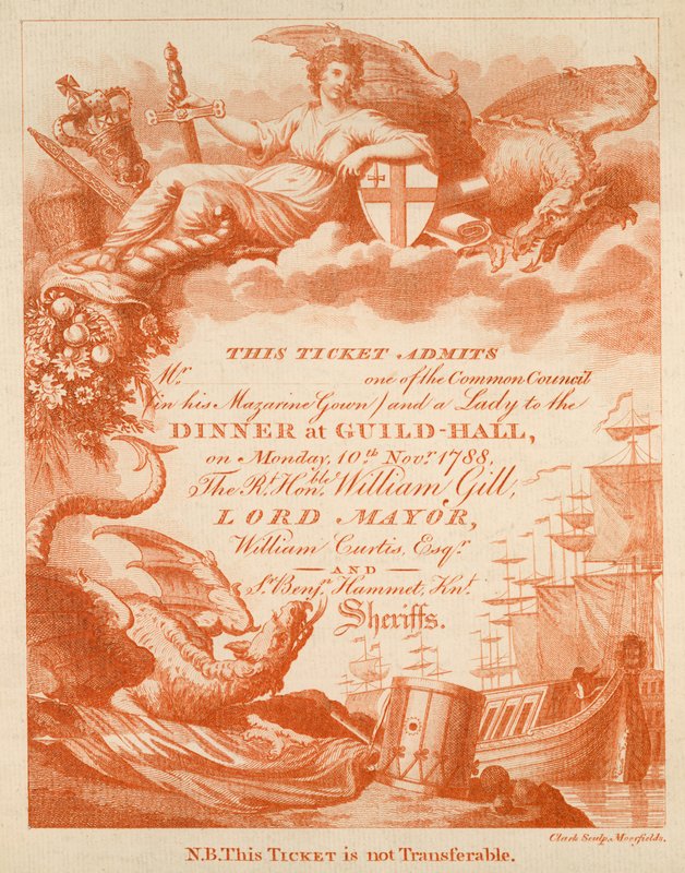 Invitasjon til en bankett i Guildhall, London, 10. november 1888 av English School
