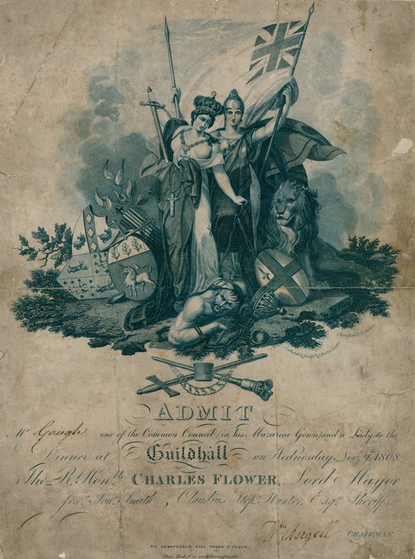 Invitasjon til en bankett i Guildhall, London, 9. november 1808 av English School