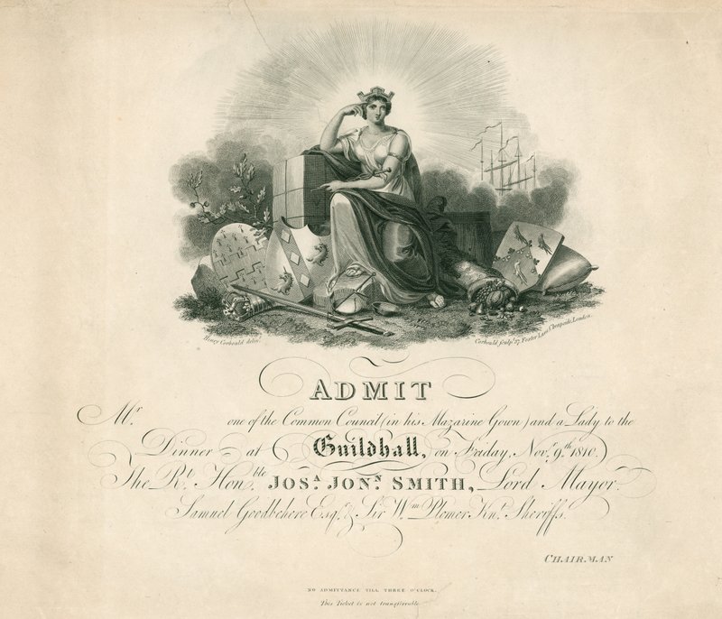 Invitasjon til en bankett i Guildhall, London, 9. november 1810 av English School