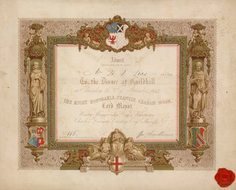 Invitasjon til en bankett i Guildhall, London, 9. november 1854 av English School