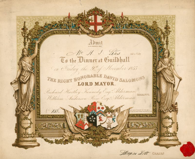 Invitasjon til en bankett i Guildhall, London, 9. november 1855 av English School