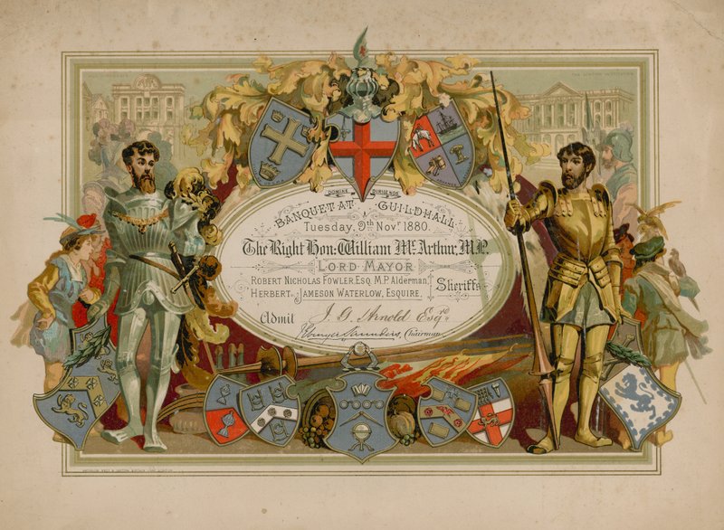 Invitasjon til en bankett i Guildhall, London, 9. november 1880 av English School