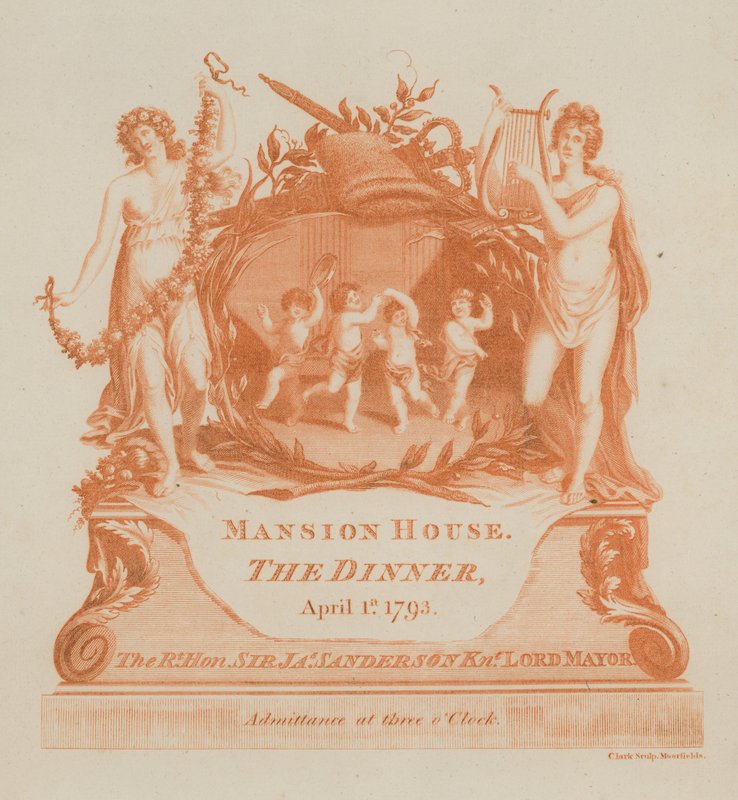 Invitasjon til en middag på Mansion House, London, 1. april 1793 av English School