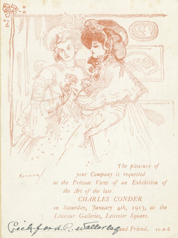 Invitasjon til utstilling med arbeid av Charles Conder av English School