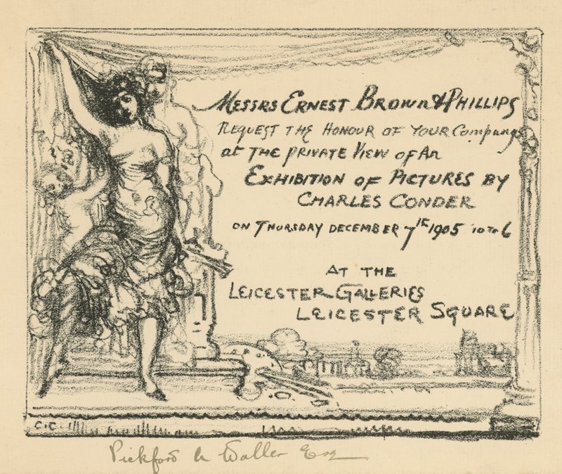 Invitasjon til utstilling med arbeid av Charles Conder av English School