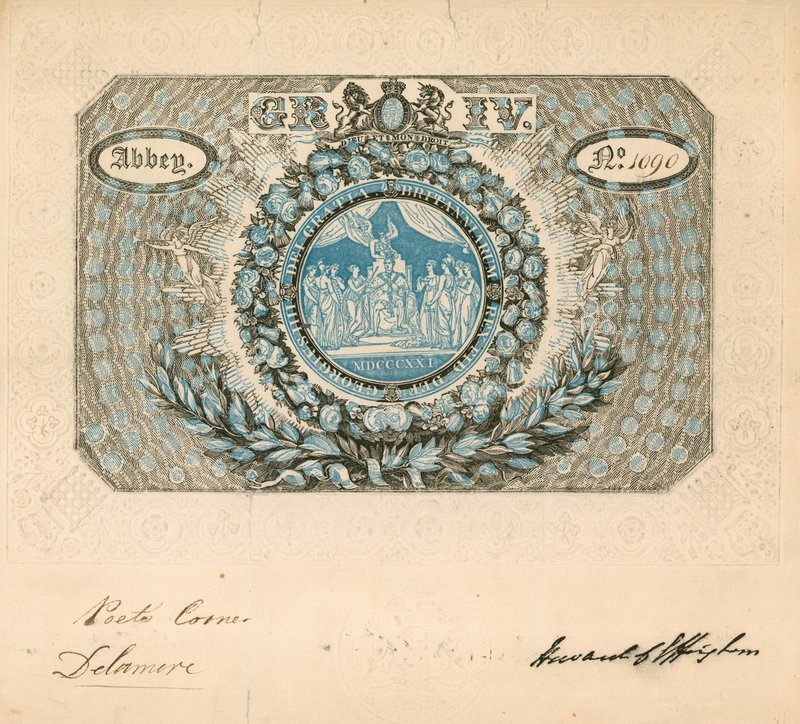 Invitasjon til kroningen av George IV i 1821 av English School