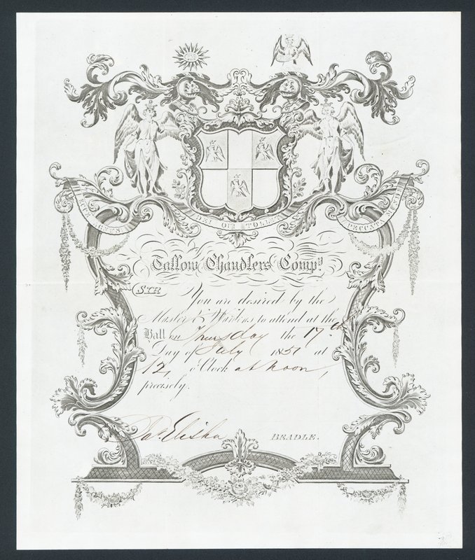 Invitasjon til Tallow Chandlers Company ball, London av English School