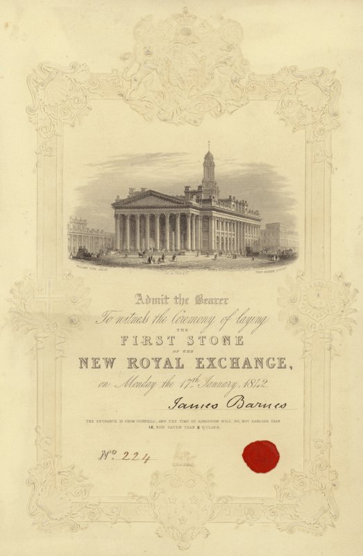 Invitasjon til legging av første stein til New Royal Exchange av English School
