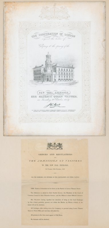 Invitasjon til åpningen av den nye kullbørsen, 30. oktober 1849 av English School