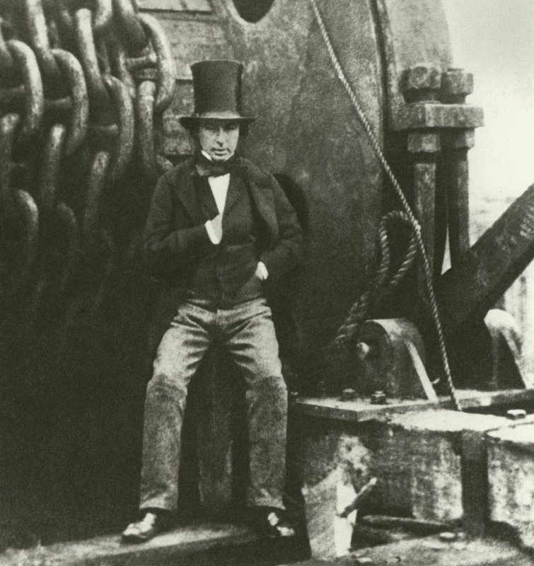 Isambard Kingdom Brunel, ingeniør, under byggingen av Great Eastern (gravering) av English School