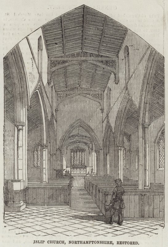 Islip Church, Northamptonshire, restaurert (gravering) av English School