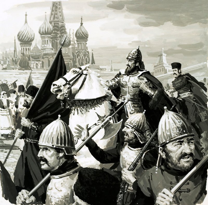 Ivan, tsar av Russland, beviste sin verdi i kamp mot tartarene av English School