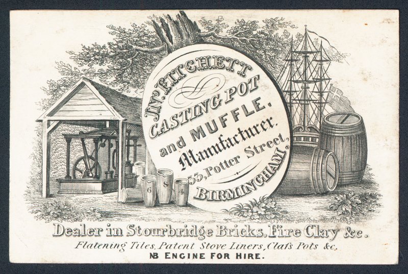 J N Fitchett, produsent av støpegryte og muffe, handelskort av English School