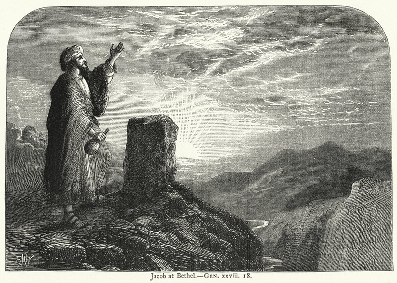 Jakob på Betel, Gen xxviii 18 (gravering) av English School