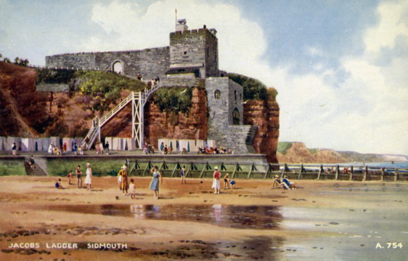 Jacobs Ladder, Sidmouth (farge litho) av English School