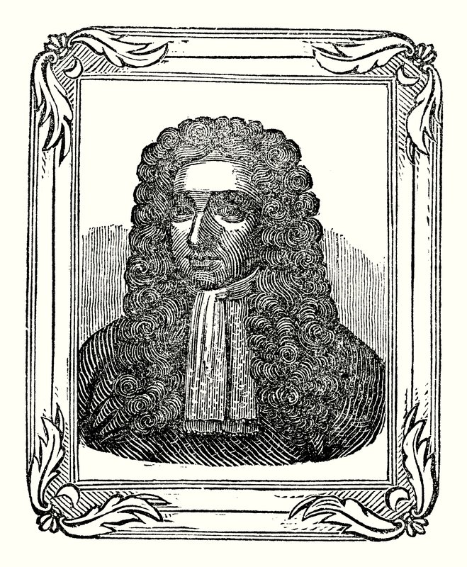 James II ble født i 1633, kronet i 1685 og døde i 1701 (gravering) av English School