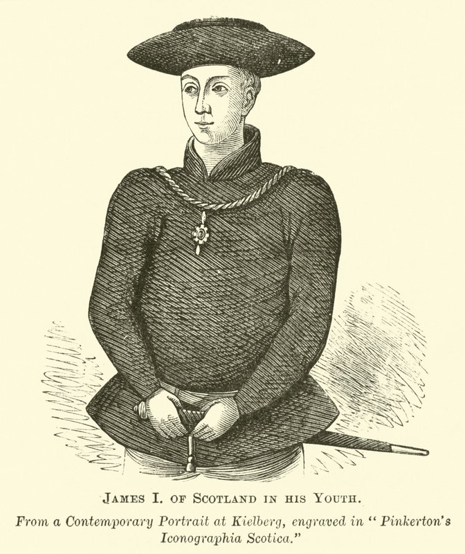 James I fra Skottland i sin ungdom av English School