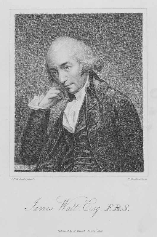 James Watt , skotsk ingeniør og oppfinner (gravering) av English School