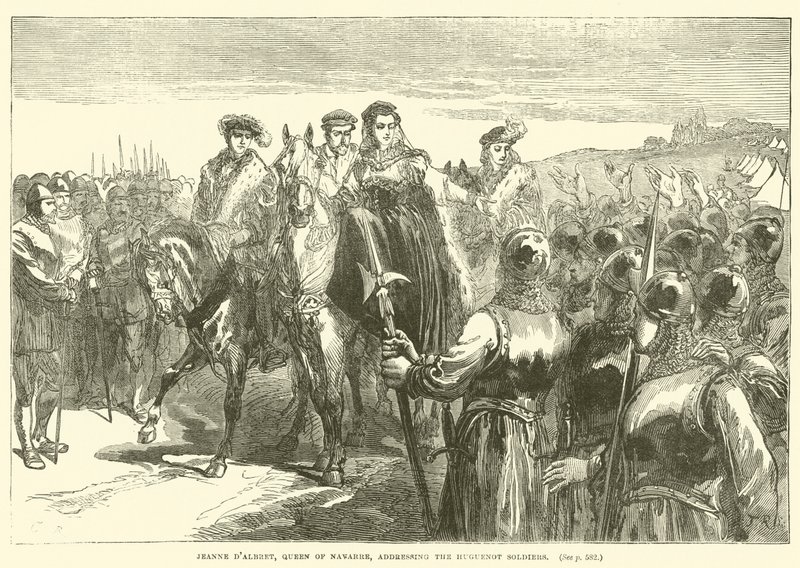 Jeanne d"Albret, dronning av Navarre, henvender seg til hugenottsoldatene av English School