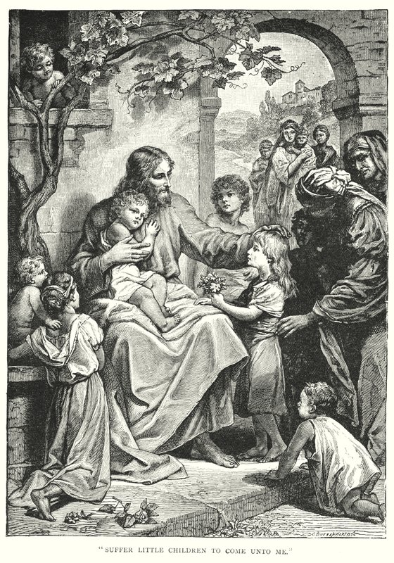 Jesus Kristus og barna (gravering) av English School