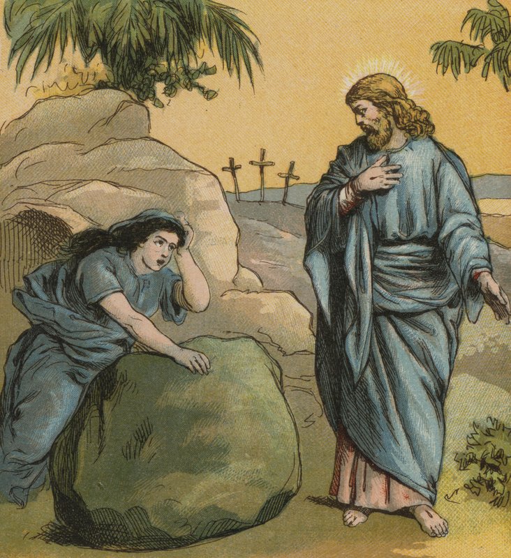 Jesus Kristus, oppreist fra de døde (farge litho) av English School