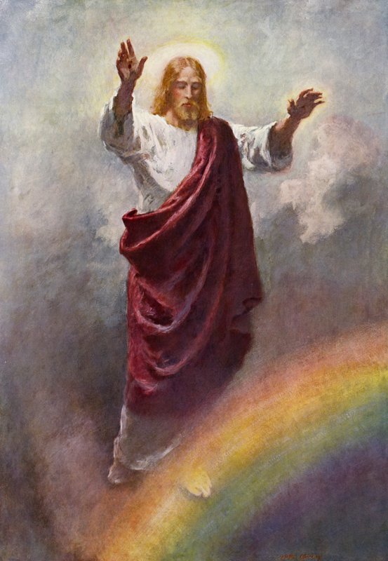Jesus verdens frelser og konge (farge litho) av English School