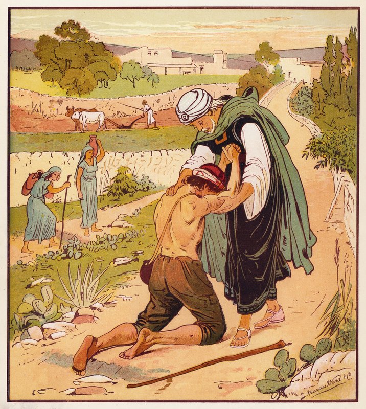 Jesu lignelser: Den fortapte sønns retur (farge litho) av English School