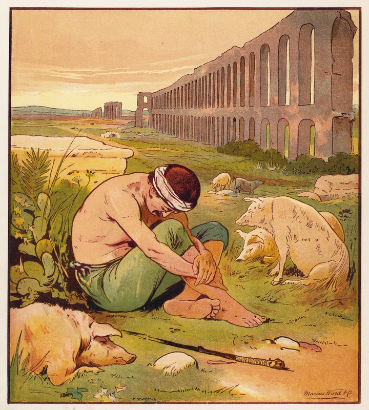 Jesu lignelser: Den fortapte sønn (farge litho) av English School