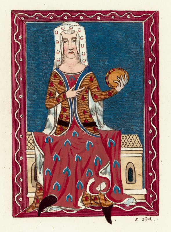 Joan, grevinne av Kent, kone til Edward The Black Prince (farget gravering) av English School