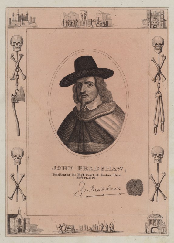 John Bradshaw, president for High Court of Justice, døde 22. november 1695 av English School