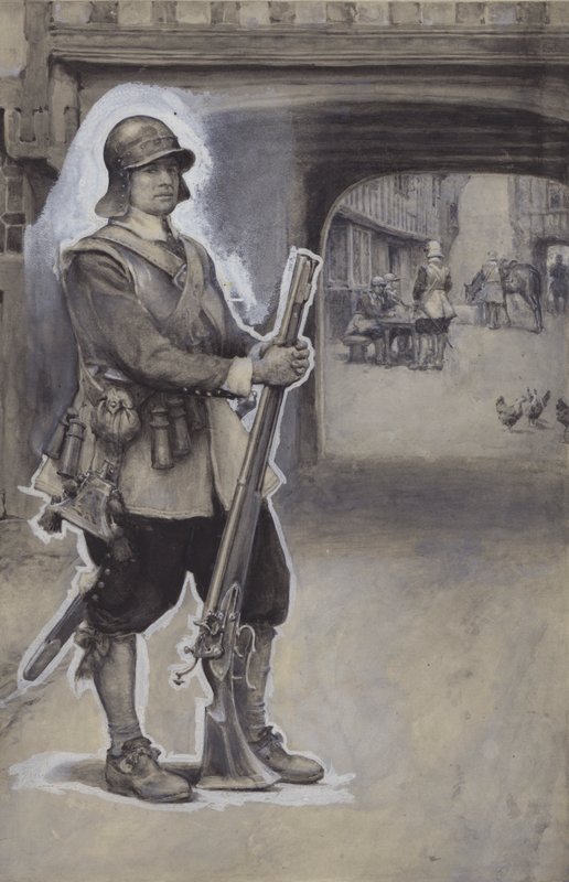 John Bunyan som soldat (gouache på papir) av English School