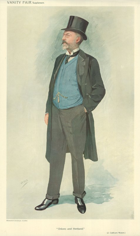 John Cathcart Wason, Orknøyene og Shetland, 15. september 1909, tegneserie Vanity Fair av English School