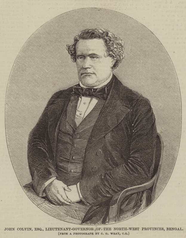 John Colvin, Esquire, løytnant-guvernør i de nordvestlige provinsene, Bengal (gravering) av English School
