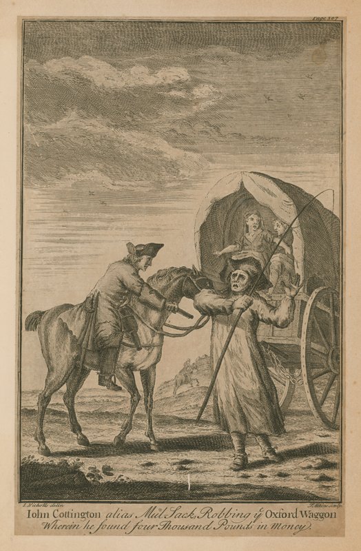 John Cottington, alias Mul Jack, ranet Oxford Waggon der han fant fire tusen pund i penger av English School