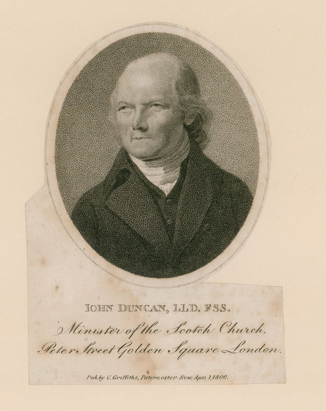 John Duncan, minister for Scotch Church, Peter Street, Golden Square, London av English School