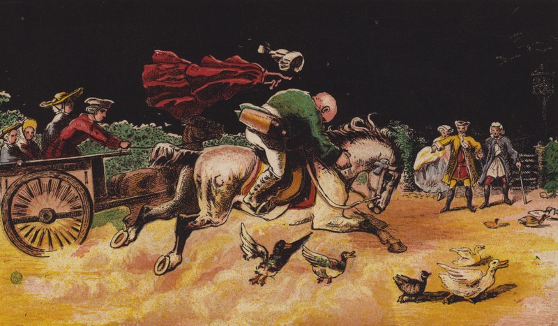 John Gilpin (farge litho) av English School