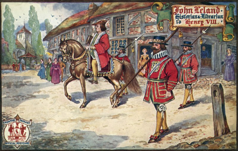 John Leland (farge litho) av English School