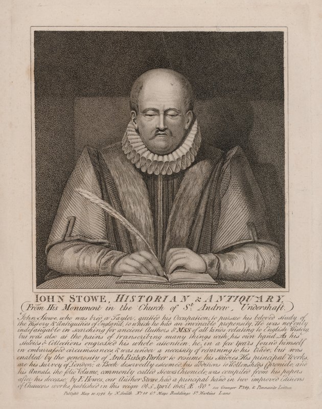 John Stow , engelsk historiker og antikvar (gravering) av English School