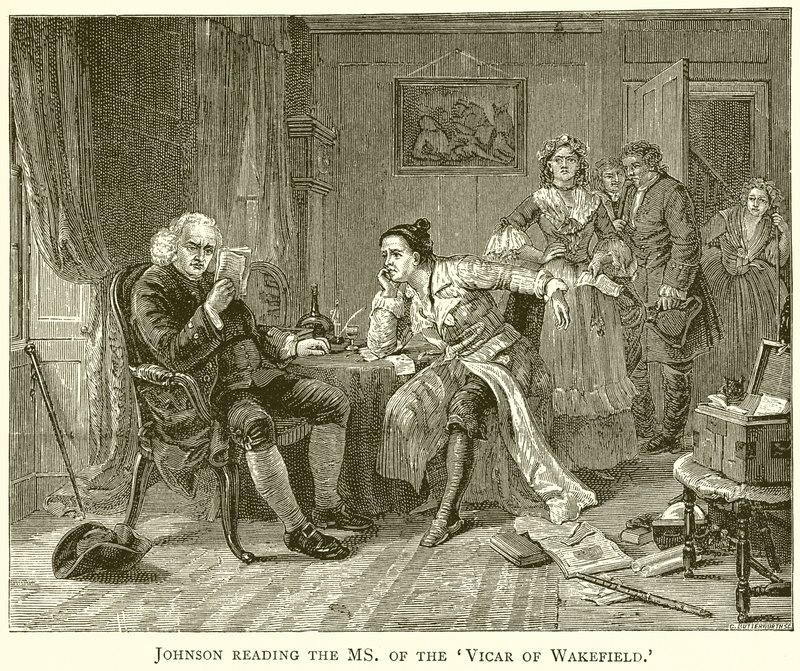 Johnson leser Ms. of the Vicar of Wakefield av English School