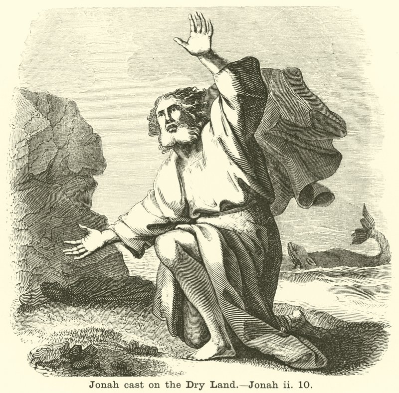 Jonah kastet på det tørre landet, Jonah, ii, 10 av English School