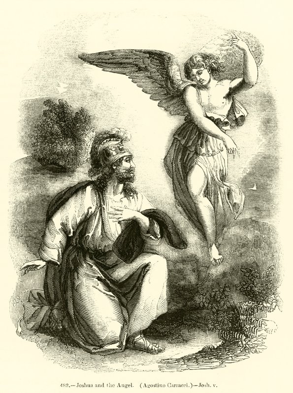 Joshua og engelen, Agostino Carracci, Joshua v (gravering) av English School