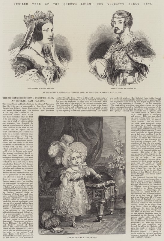 Jubileumsåret for dronningens regjeringstid, hennes majestets tidlige liv (gravering) av English School