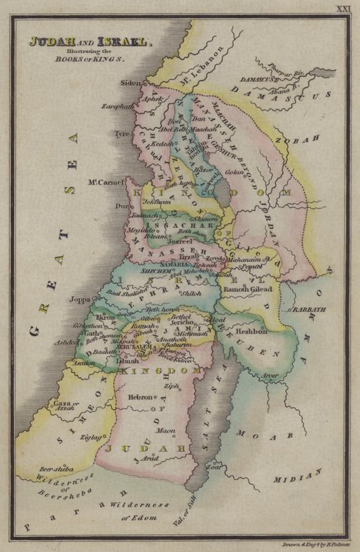 Juda og Israel, illustrerer Kongebøkene (farget gravering) av English School
