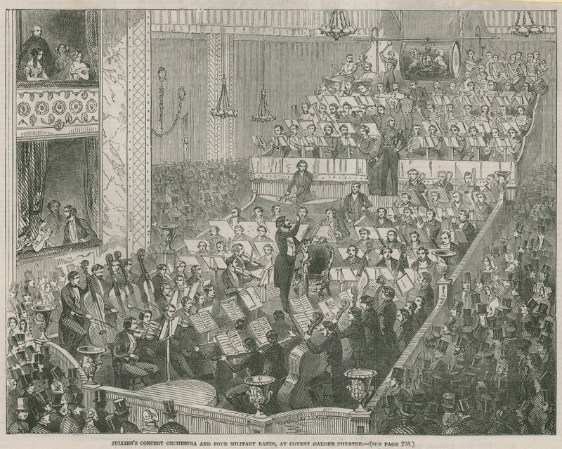 Julliens konsertorkester og fire militærband på Covent Garden Theatre av English School