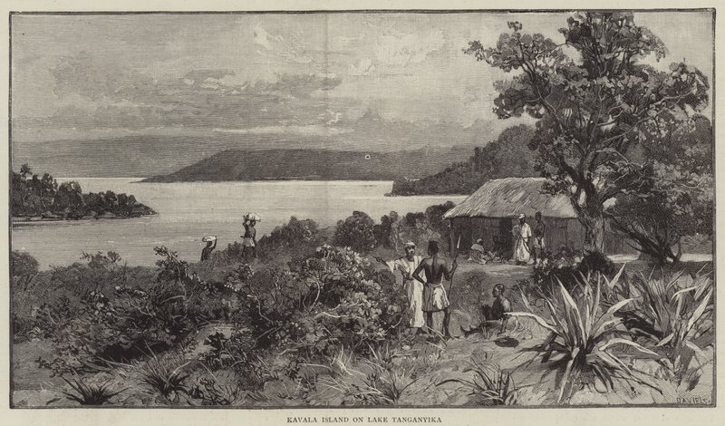 Kavala Island ved Tanganyikasjøen (gravering) av English School